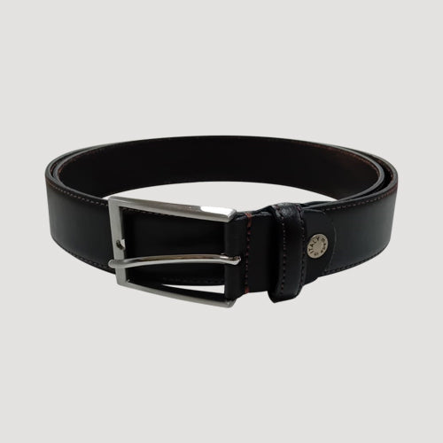 Genuine Leather Italian Belt with Smooth Finish and Contrast Stitching in Dark Brown