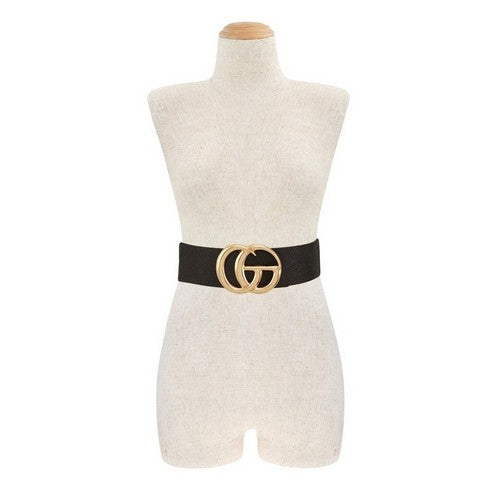 DB1180 CG Buckle Metallic Sparkle Elastic Belt in Black