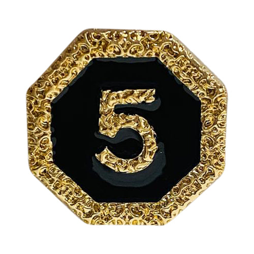 No. 5 Enamel Brooch in Gold