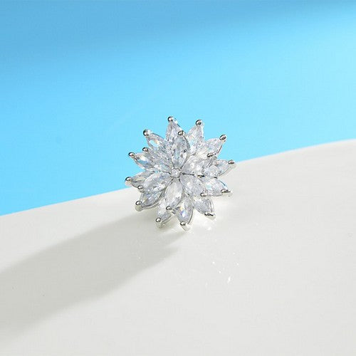 Snowflake Cubic Zirconia Brooch in Silver