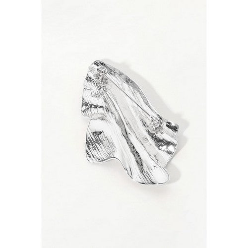Silver Dipped Abstract Wave Pin Brooch