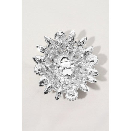 Oval Center Stone Pin Brooch in Silver