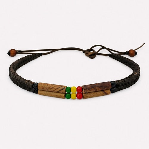 Independence Bead & Leather Plaited Bracelet