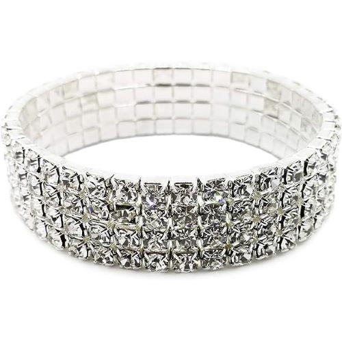 4 Row Rhinestone Stretch Bracelet