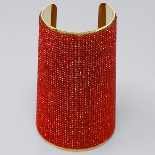 Rhinestone Long Hand Band Red