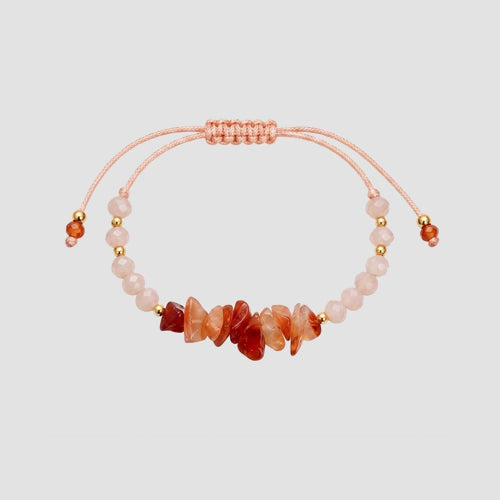 Stone Beads Cord Bracelet in Peach