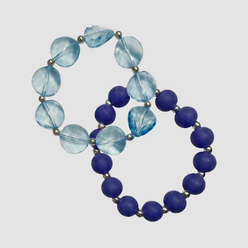 2pk Bead Stretch Bracelet in Blue