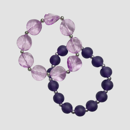 2pk Bead Stretch Bracelet in Purple