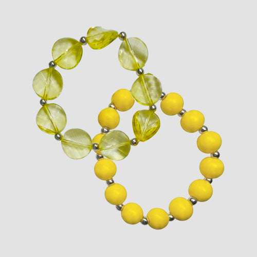 2pk Bead Stretch Bracelet in Yellow