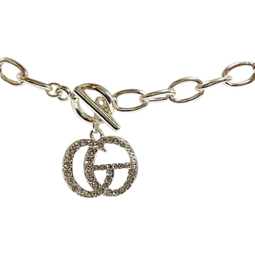 GG Rhinestone Charm Bracelet in Silver