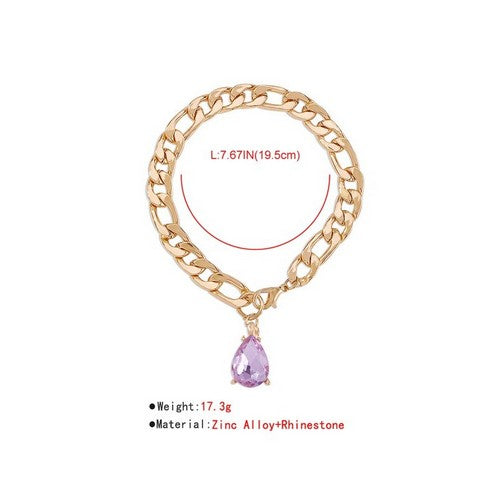 Water Drop Gem Bracelet in Lavender