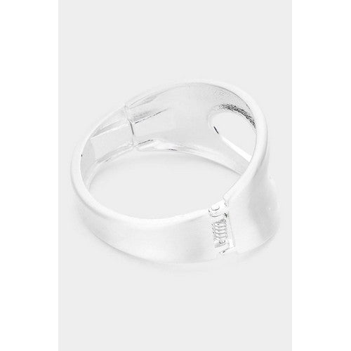 Cut-Out Hinged Bangle in Matte Silver