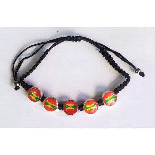 Grenada Flag Drawstring Charm Bracelet