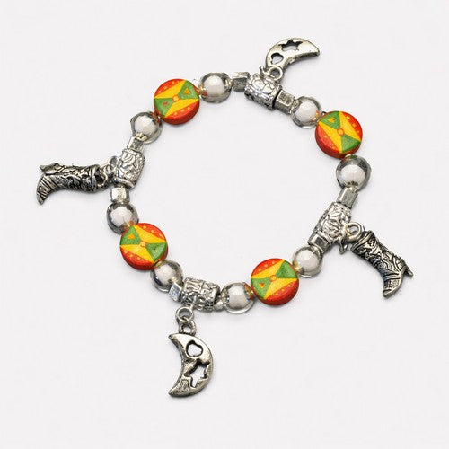 Grenada Flag Silver Boot Charm Bracelet