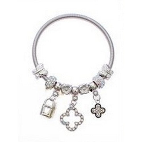 RBT1512GS Quatrefoil Charm Bracelet in Silver & AB