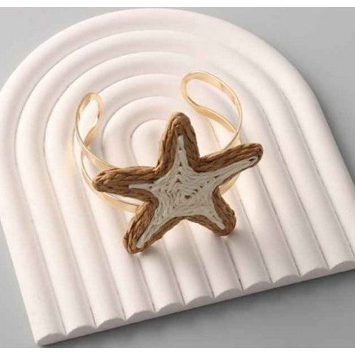 BLE3925 Straw Star Cuff Bracelet in Gold