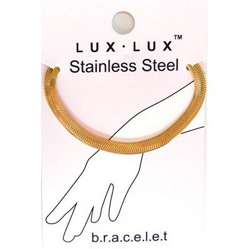 Lux Lux Stainless Steel 5.5mm Herringbone Chain Bracelet in 18K Gold Dip