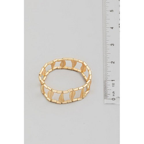 Elastic Feather Beaded Bracelet in Gold