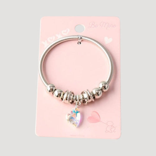 Crystal Heart Charm Bracelet in Silver