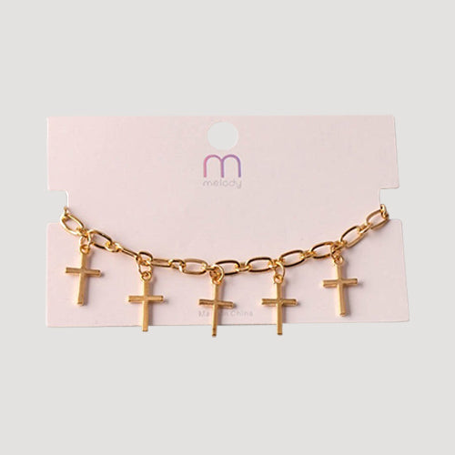 Cross Charms Chain Bracelet in Gold