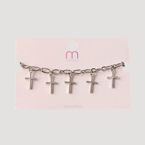 Cross Charms Chain Bracelet in Silver
