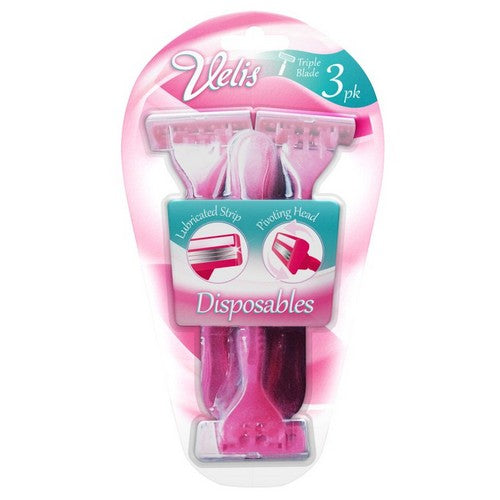 Velis Ladies Disposable Triple Blade Ultra Razor Shaving Sticks 3 Pack