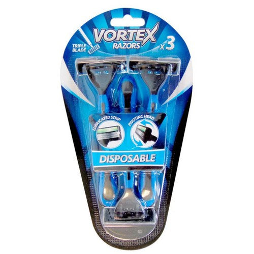 Vortex Men's Triple Blade Disposable Razor Shaving Sticks 3 Pack