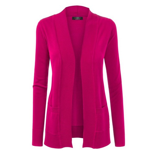 WSK926 Open Front Draped Cardigan in Magenta