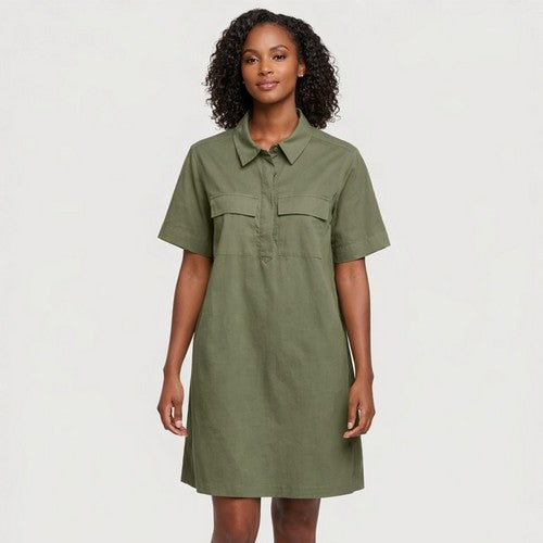 army green shirt dress TU Oversize Cotton Utility in Available in 2 colors. Elin | Lemon Bardot-Neck Drop 29 waist:42