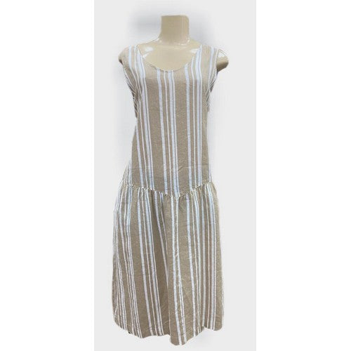 Benetton Linen Dress Stripe Brown – Seasons Fashion