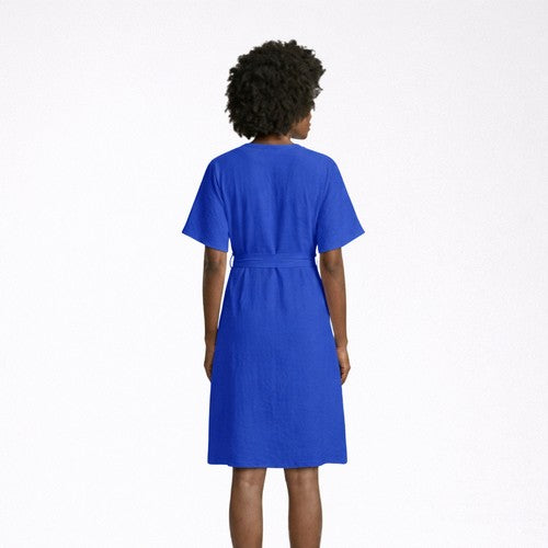 Tie Waist Wrap Dress in Royal Blue