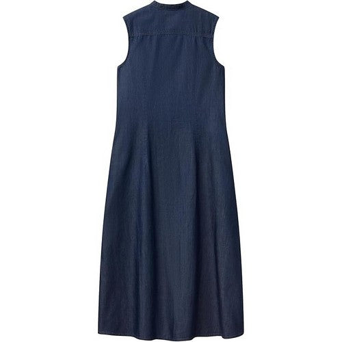 Benetton Denim Maxi Shirt Dress in Dark Denim