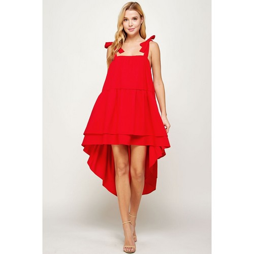 Layered Hilo Bow Detail Dress in Red