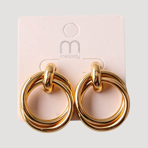 Interlock Rings Doorknocker Earring in Gold