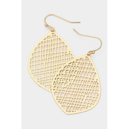 Brass Cut Out Teardrop Earrings Gold