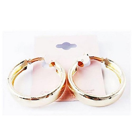 PKE4548 Wide Etched Hoop Earring Gold