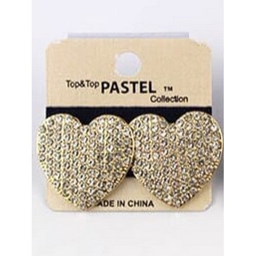 EME0999 Rhinestone Heart Earring Gold