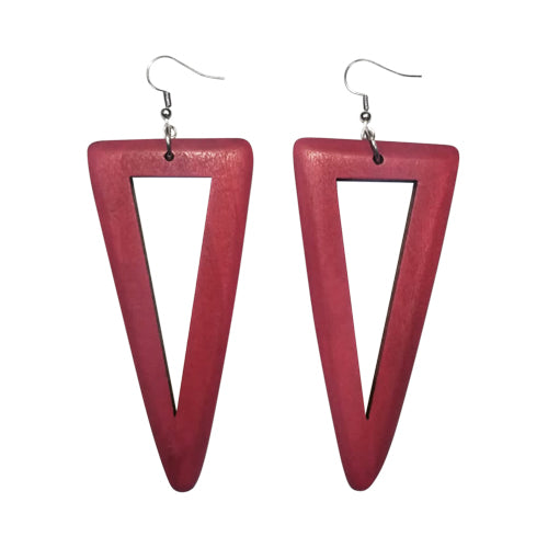 Triangle Wooden Earring in Red
