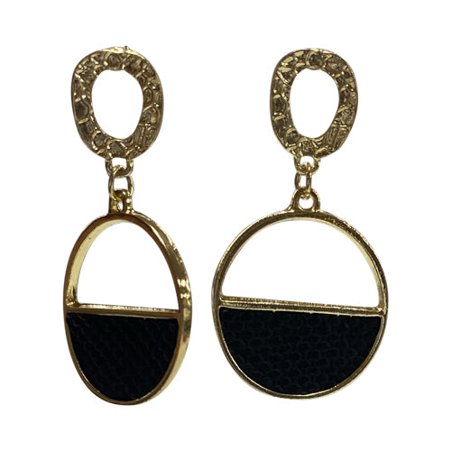 Half Circle Drop Earrings in Black