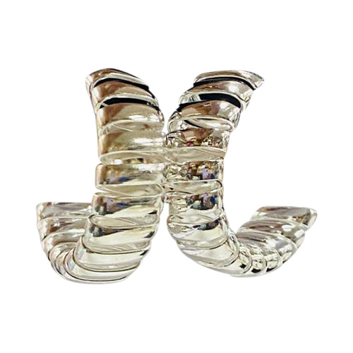 Chunky Rib Hoop Earrings in Silver