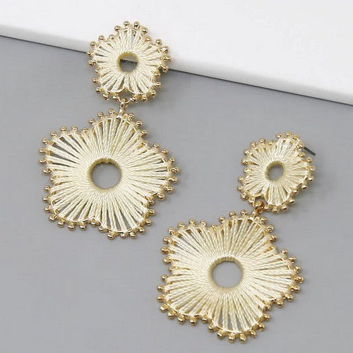 TE3115G Thread-Wrapped Flower Drop Earring in Ivory