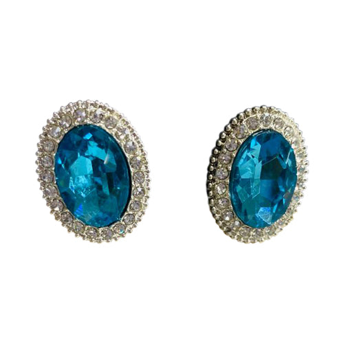 Oval Gem Earring in Silver & Turquoise