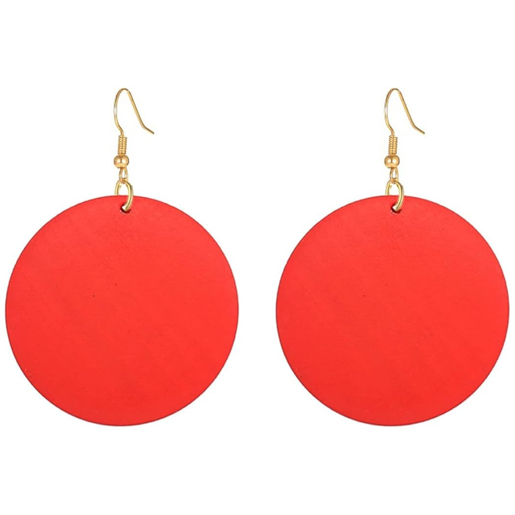 Wooden Disc Earrings in Orange