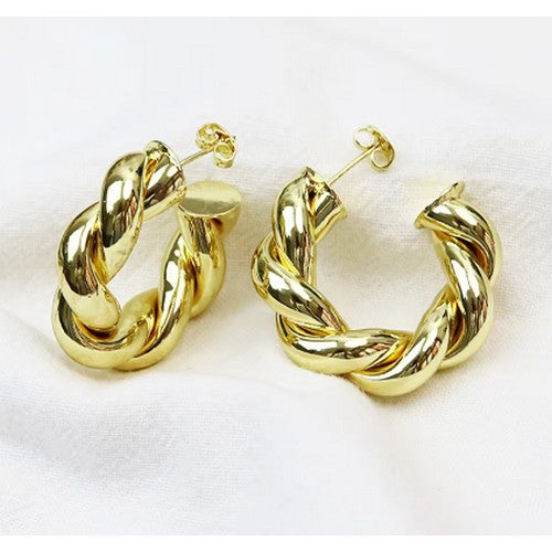 Rope Twist Hoop Earrings in Gold