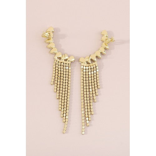 Rhinestone Chain Ear Cuff in Gold