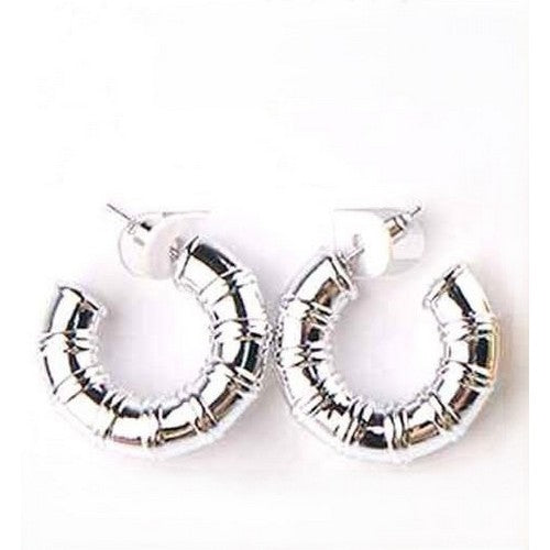 PKE6796 Bamboo Hoop Earring in Silver