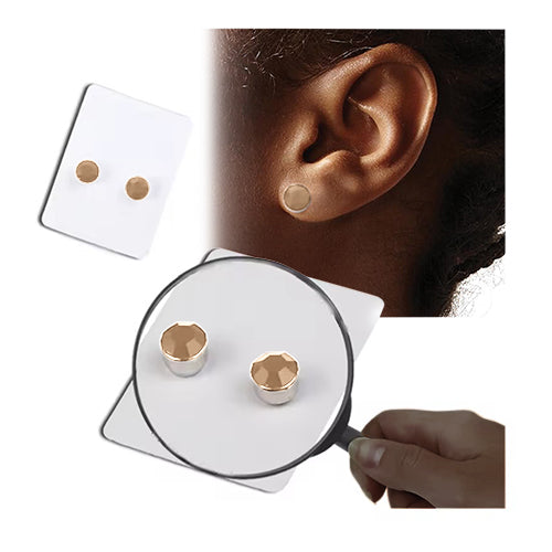 Silver Bezel Crystal Stopper Studs in Champagne