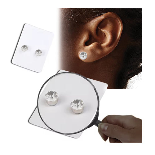 Silver Bezel Stopper Studs in Clear Crystal