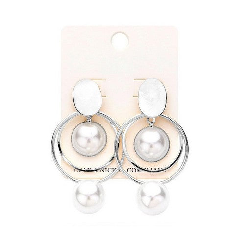 PKE4853 Pearl Ring Earring in Silver