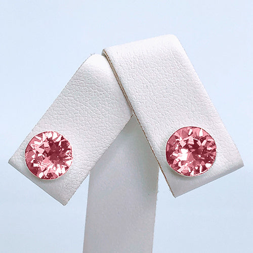 Crystal Stopper Studs in Pink
